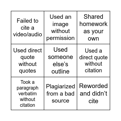 BINGO 1 Bingo Card
