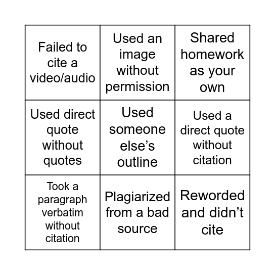 BINGO 1 Bingo Card