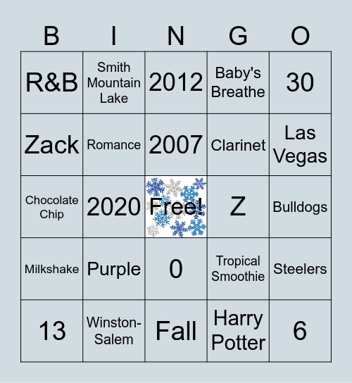 Ryann Bingo Card