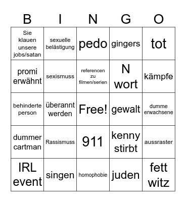 South park bingo Card