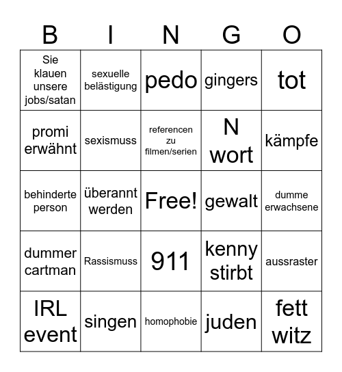 South park bingo Card