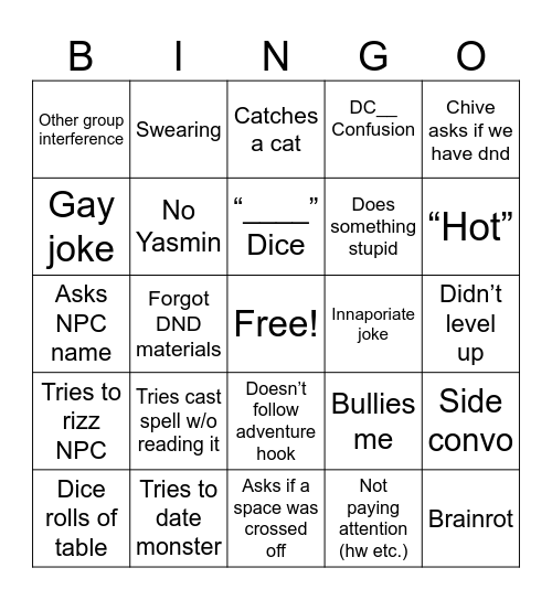 DND Bingo Card