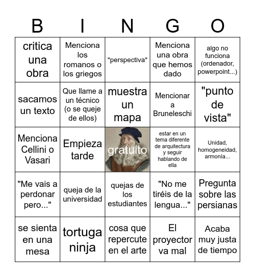 bingo renacimiento Bingo Card