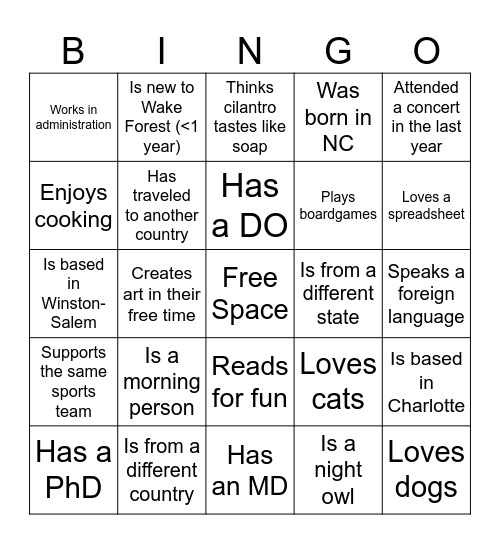 Untitled Bingo Card