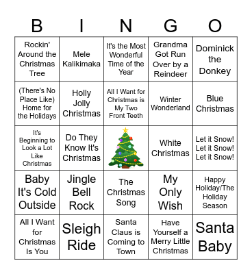 Christmas Music Bingo Card