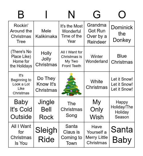 Christmas Music Bingo Card