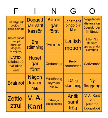 Höstterminsmöte 2024 Bingo Card