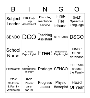 Professional Bingo Card