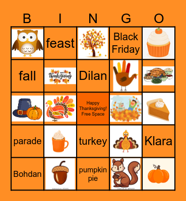 THANKSGIVING BINGO Card