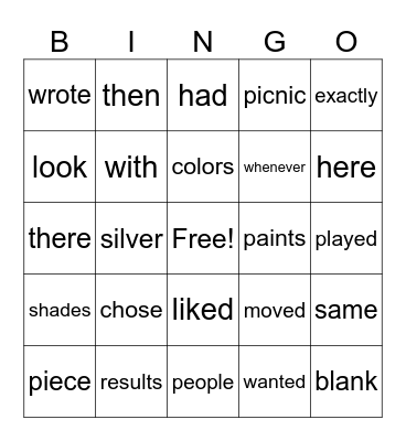 Grad 3 Bingo Card