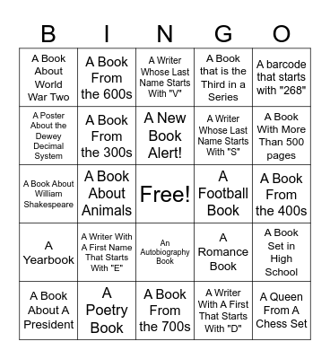 Library Bingo Card