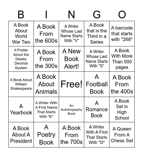 Library Bingo Card