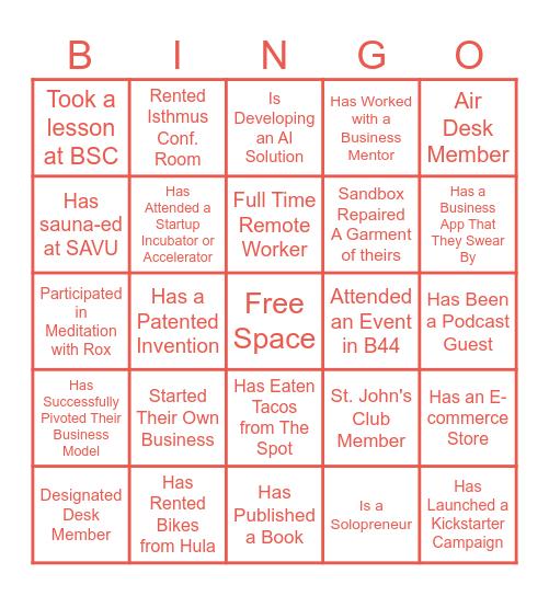 HULA PIE-ONEER Bingo Card