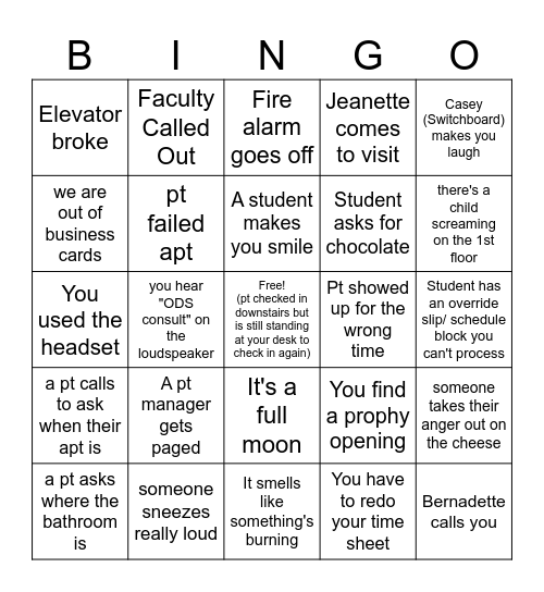 UBDSM PM Bingo Card