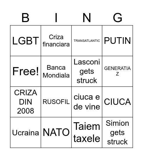 DEZBATERE Bingo Card