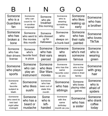 Family Bingo Card