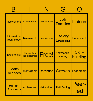 Career Communities Bingo Card