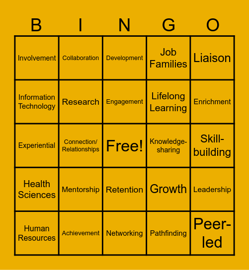 Career Communities Bingo Card