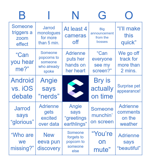 eeva Team Meeting BINGO Card