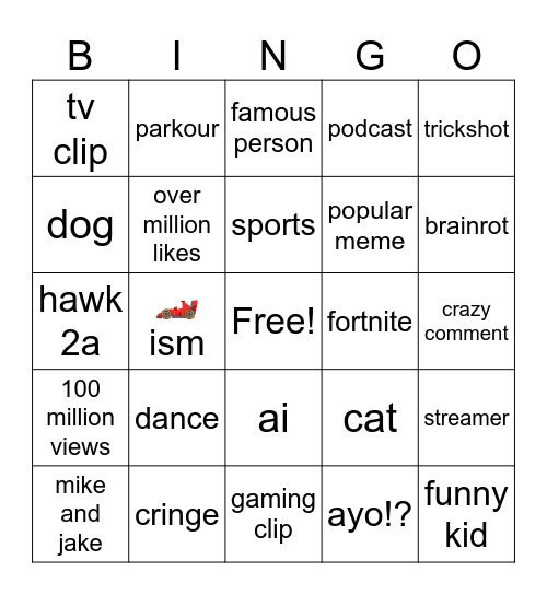 Tiktok Bingo Card