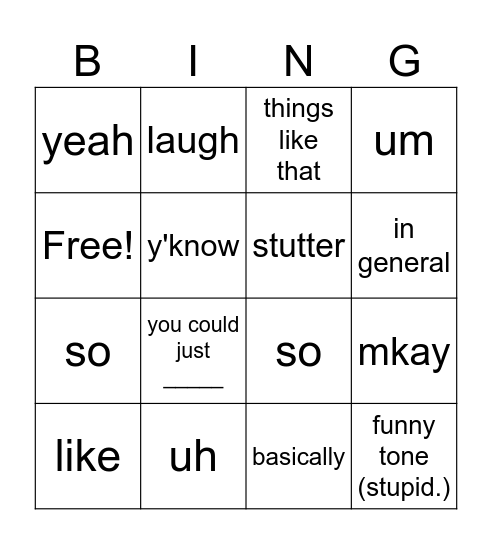 things said in this room Bingo Card