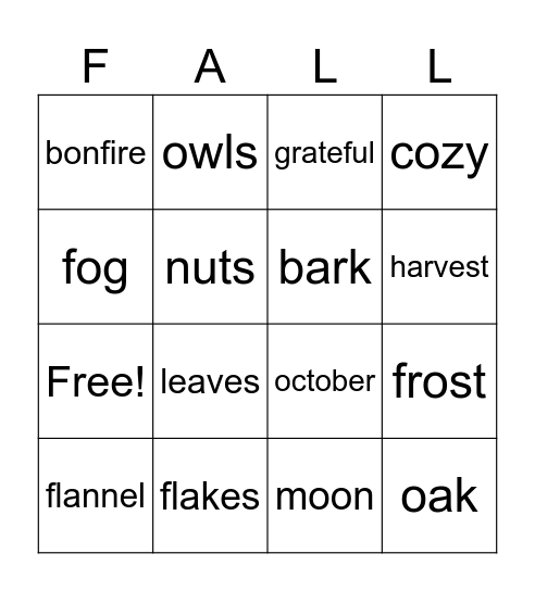 FALL BINGO Card