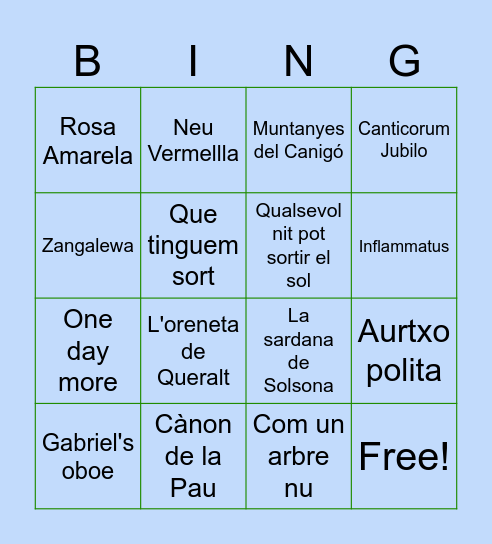 SANTA CECILIA 2024 Bingo Card