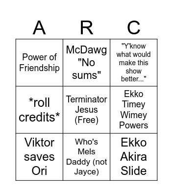 Arcane't S2 Bingo Card