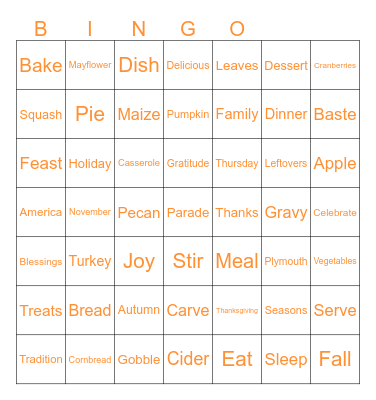HB Workplaces Thanksgiving Bingo Card