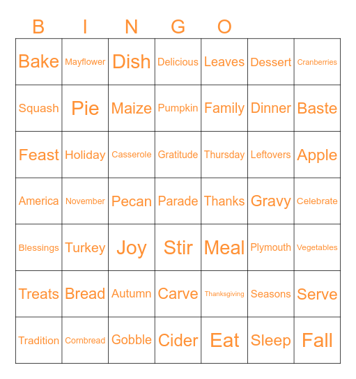 HB Workplaces Thanksgiving Bingo Card
