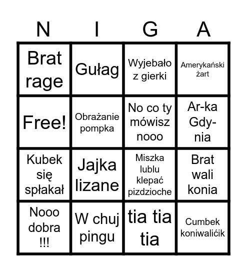 Cumbek Tierlist Bingo Card