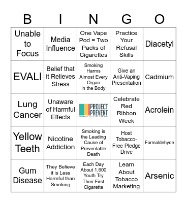 Prevention BINGO Card