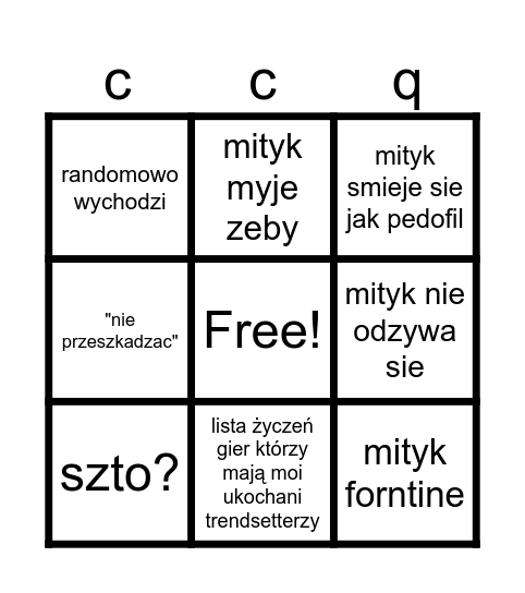 Mityki kombatyki Bingo Card