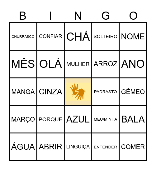 BINGO EM LIBRAS Bingo Card