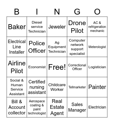 Jobs Bingo Card