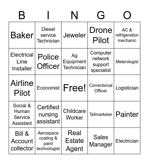 Jobs Bingo Card