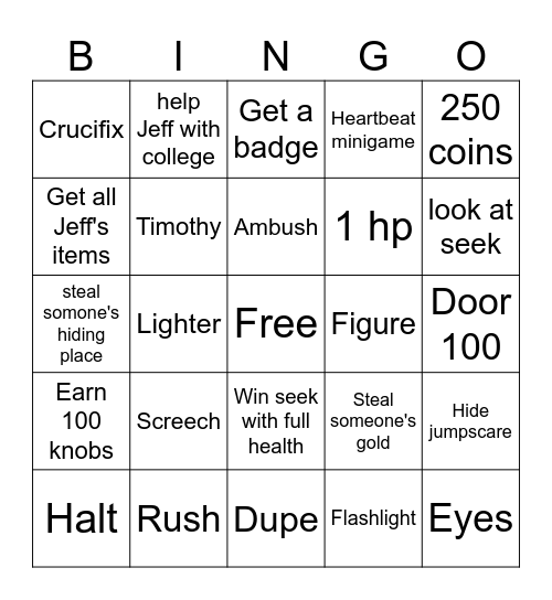 Doors Bingo Card