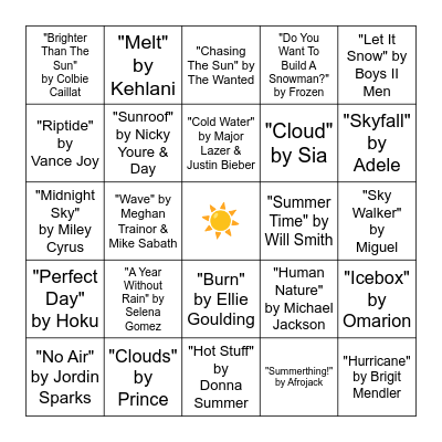 Weather Report Mix Bingo Card