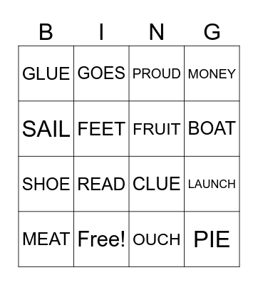3RD GRADE VOWEL TEAM Bingo Card