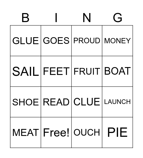 3RD GRADE VOWEL TEAM Bingo Card