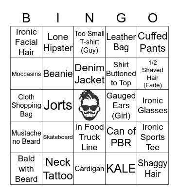 HIPSTER BINGO 1 Bingo Card