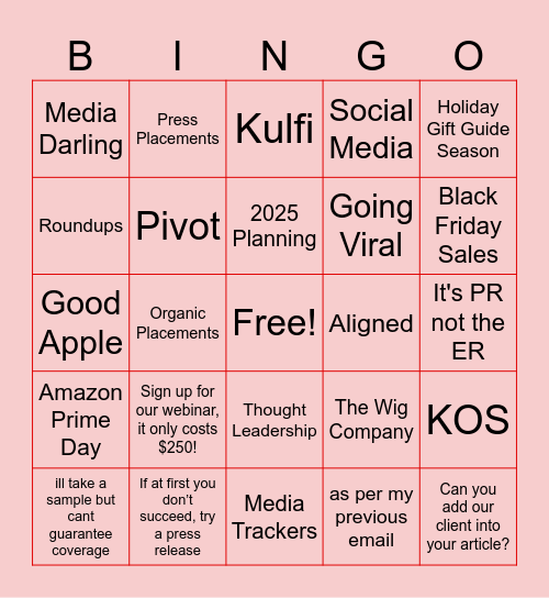 GOOD APPLE PR BINGO Card