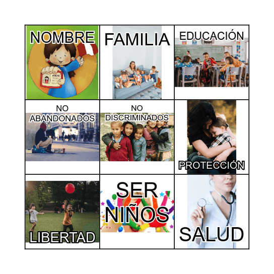 DERECHOS DE LOS NIÑOS Bingo Card