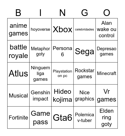 The game awards 2024 Bingo Card