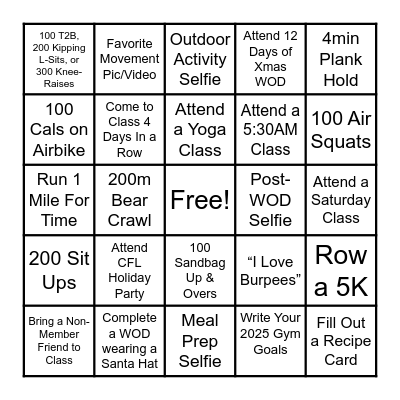 CrossFit Liquid Bingo Card