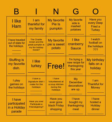 Friendsgiving Putlock (work edition) Bingo Card