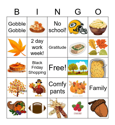 Thanksgiving Bingo Card