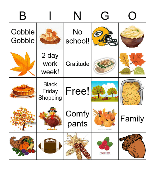 Thanksgiving Bingo Card