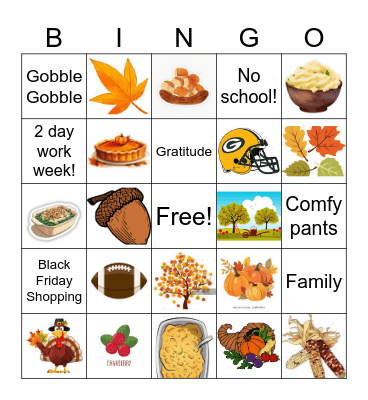 Thanksgiving Bingo Card