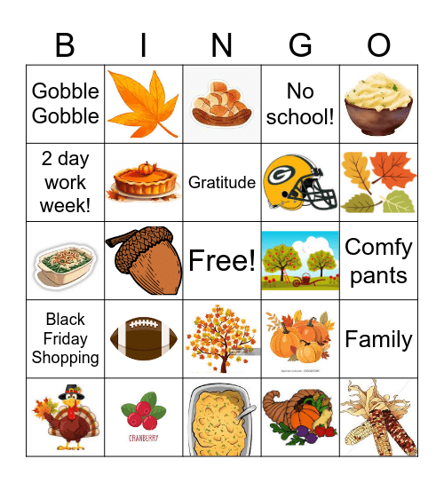 Thanksgiving Bingo Card